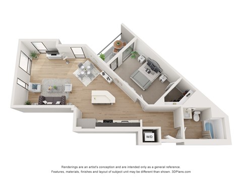 A5 One bedroom floorplan at Star Harbor in Alameda, CA.